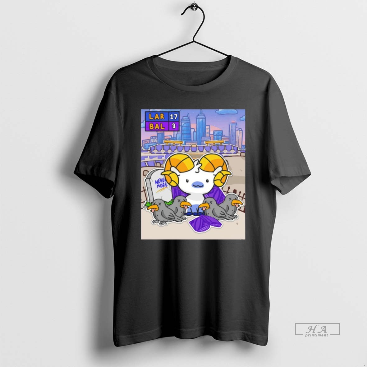 Trendy Los Angeles Rams Trample The Baltimore Ravens Blackshirt Tee Shirt