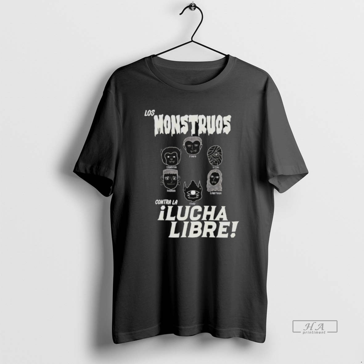 Trendy Los Monstruos Contra La Lucha Libre Tee Shirt
