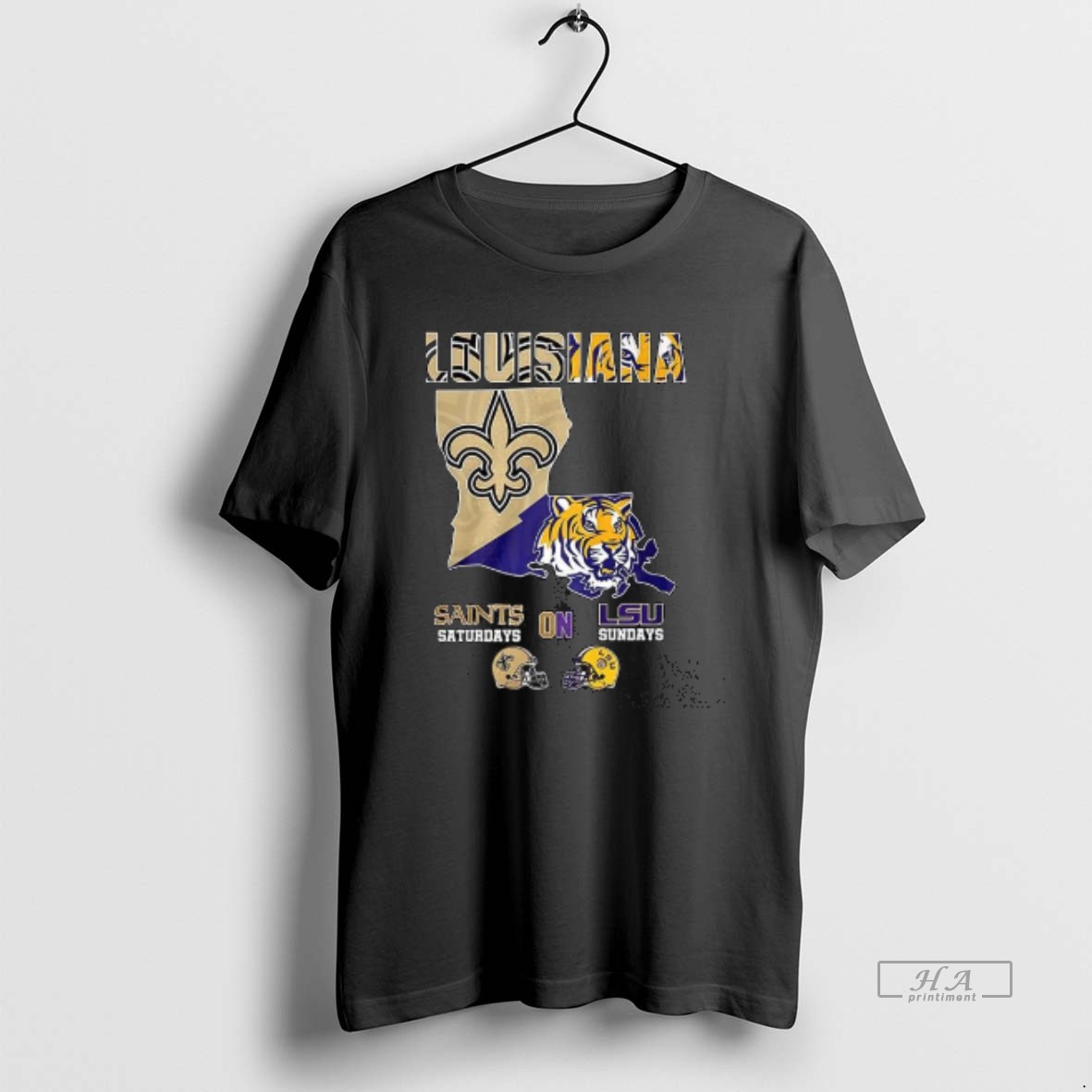 Trendy Louisiana Saints Saturdays On Lsu Sundays Map Tee Shirt