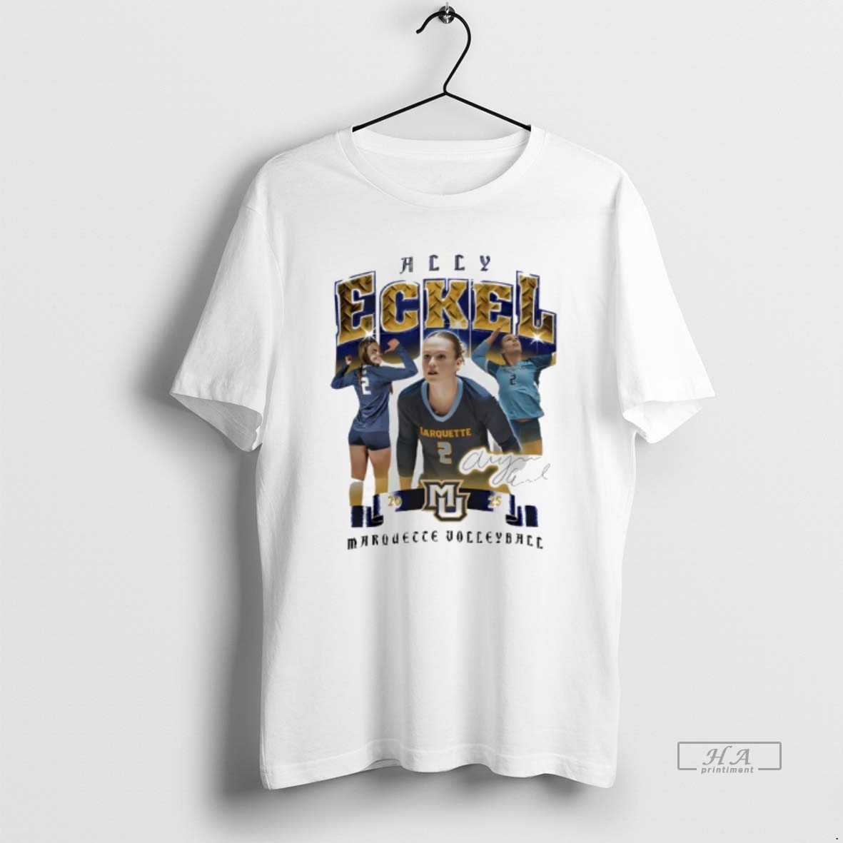 Trendy Marquette Volleyball Allyson Eckel Graphic Signature Tee Shirt
