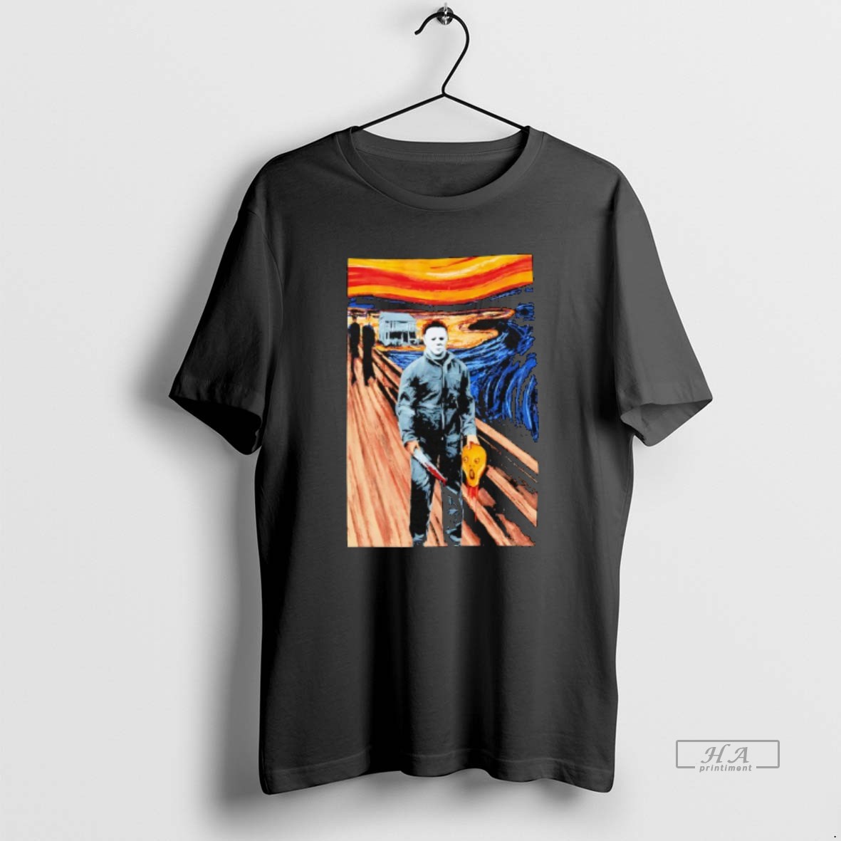 Trendy Michael Myers Halloween Mashup The Scream Edvard Munch Tee Shirt