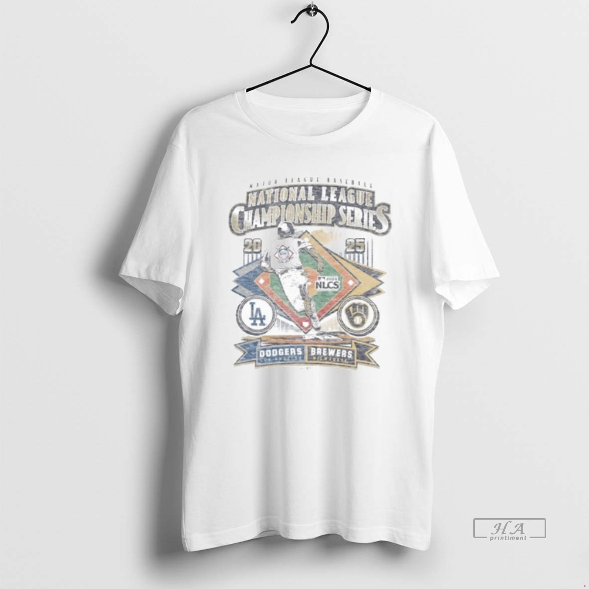Trendy Milwaukee Brewers Vs La Dodgers 2025 Nlcs Match Up Dueling Franklin Tee Shirt