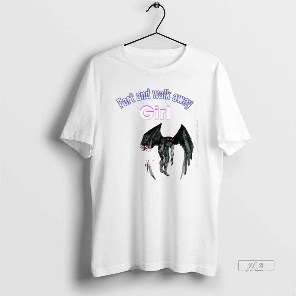 Trendy Mothman Fart And Walk Away Girl Tee Shirt