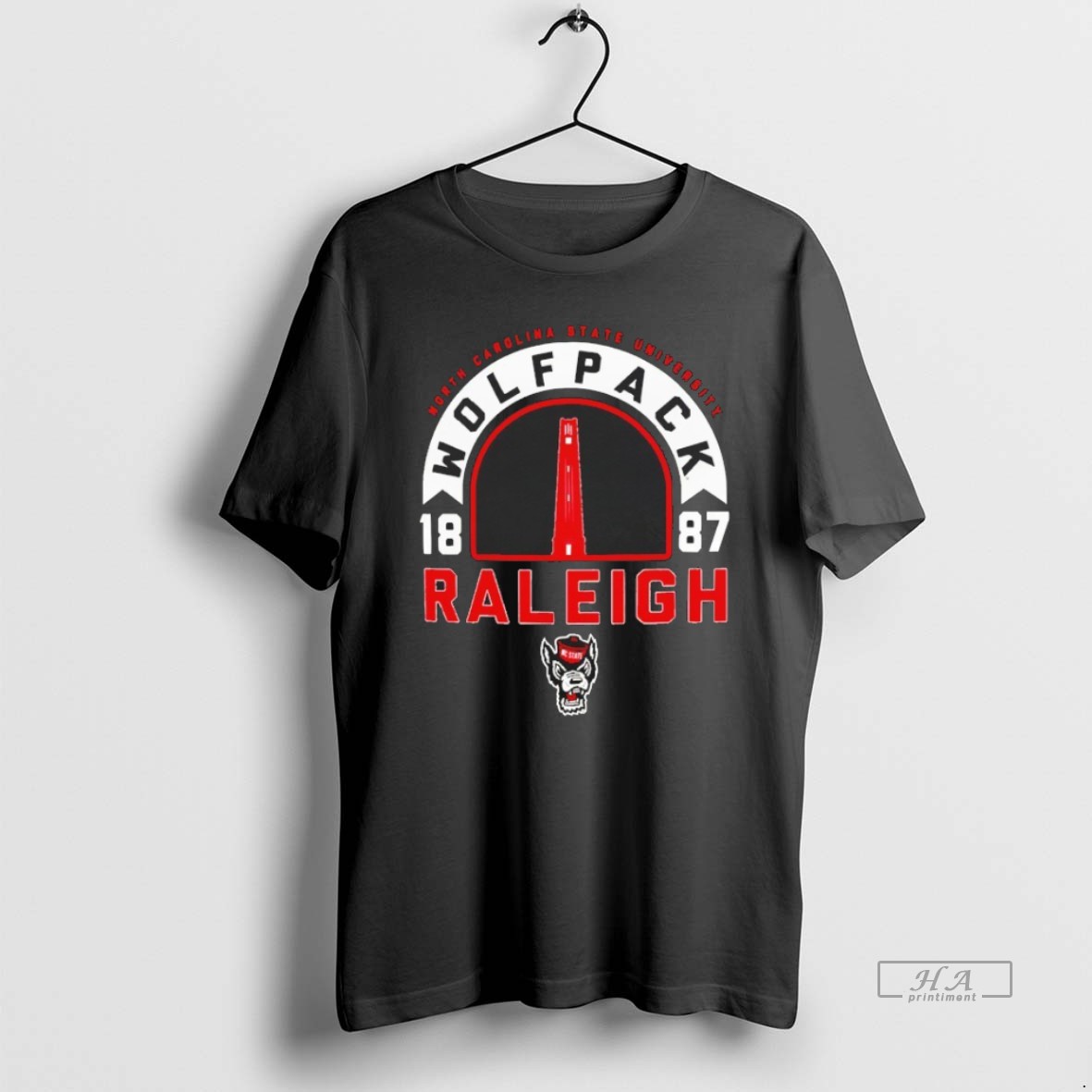 Trendy Nc State Wolfpack Graphite Belltower Arched Wolfpack Blackshirt Tee Shirt