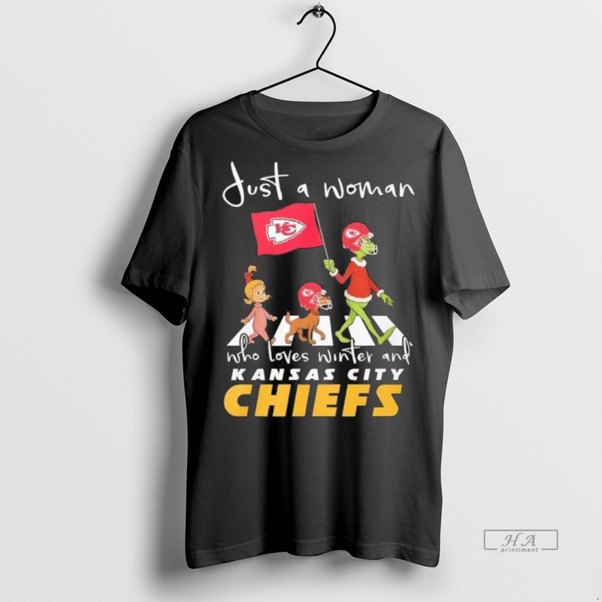 Trendy Official Grinch And Max Just A Woman Who Loves Winter And Kansas City Chiefs Tee Sweater Hoodie
