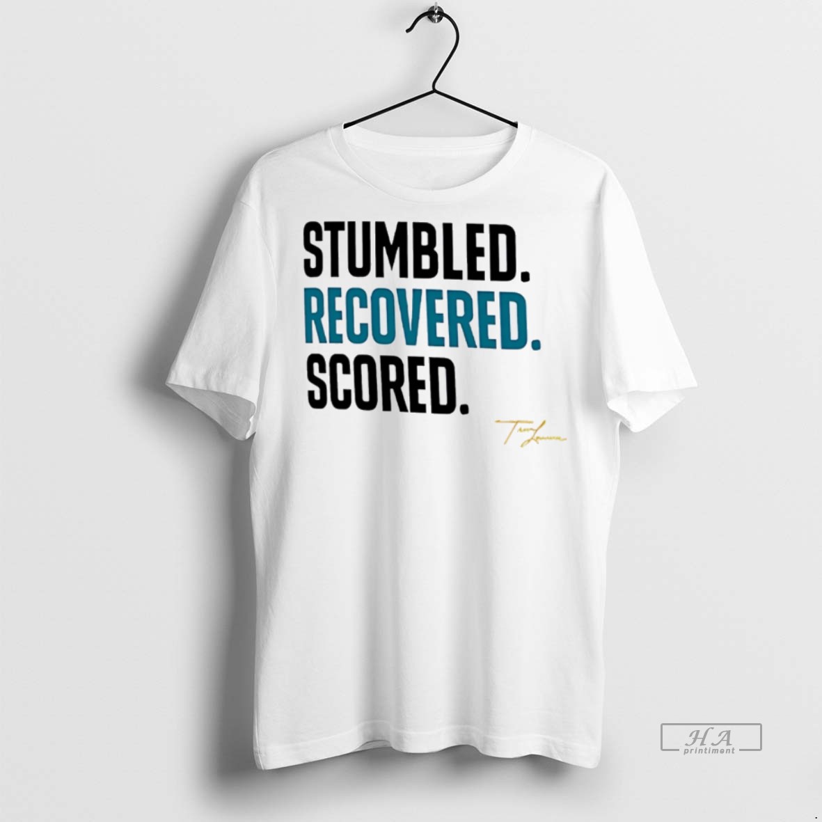 Trendy Official Trevor Lawrence Stumbled Recovered Scored Signature Tee Sweater Hoodie