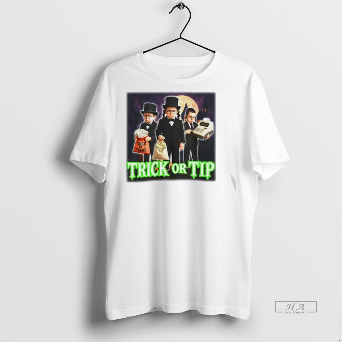 Trendy Official Trick Or Tip Children And Money Halloween Tee Sweater Hoodie