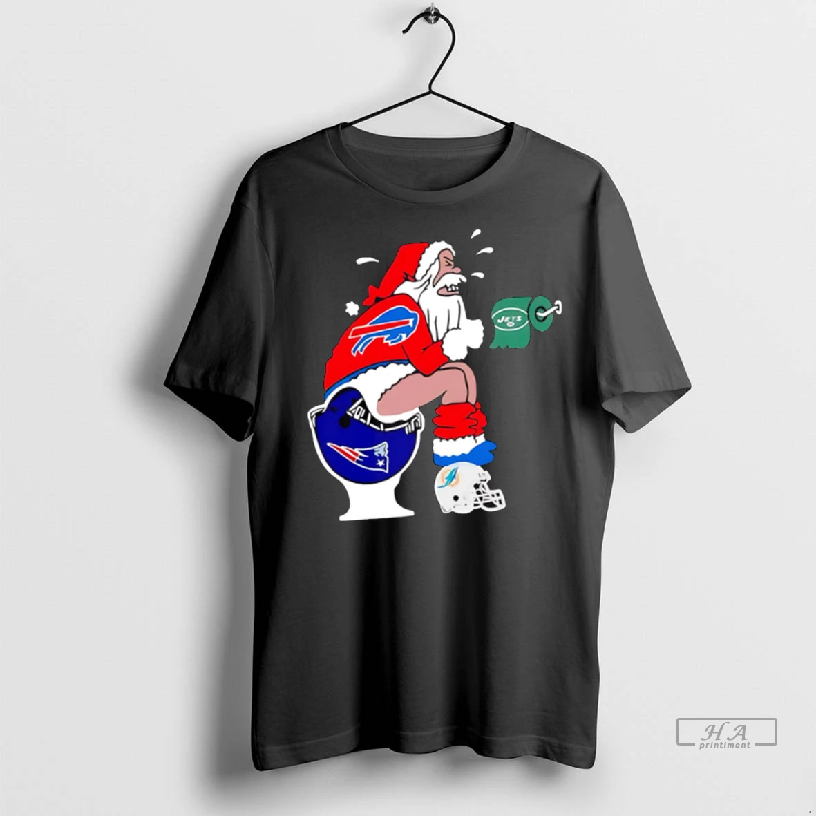 Trendy Officials Buffalo Bills Santa Toilet Rivalry Nfl Christmas Parody Graphic Shirt Sweater