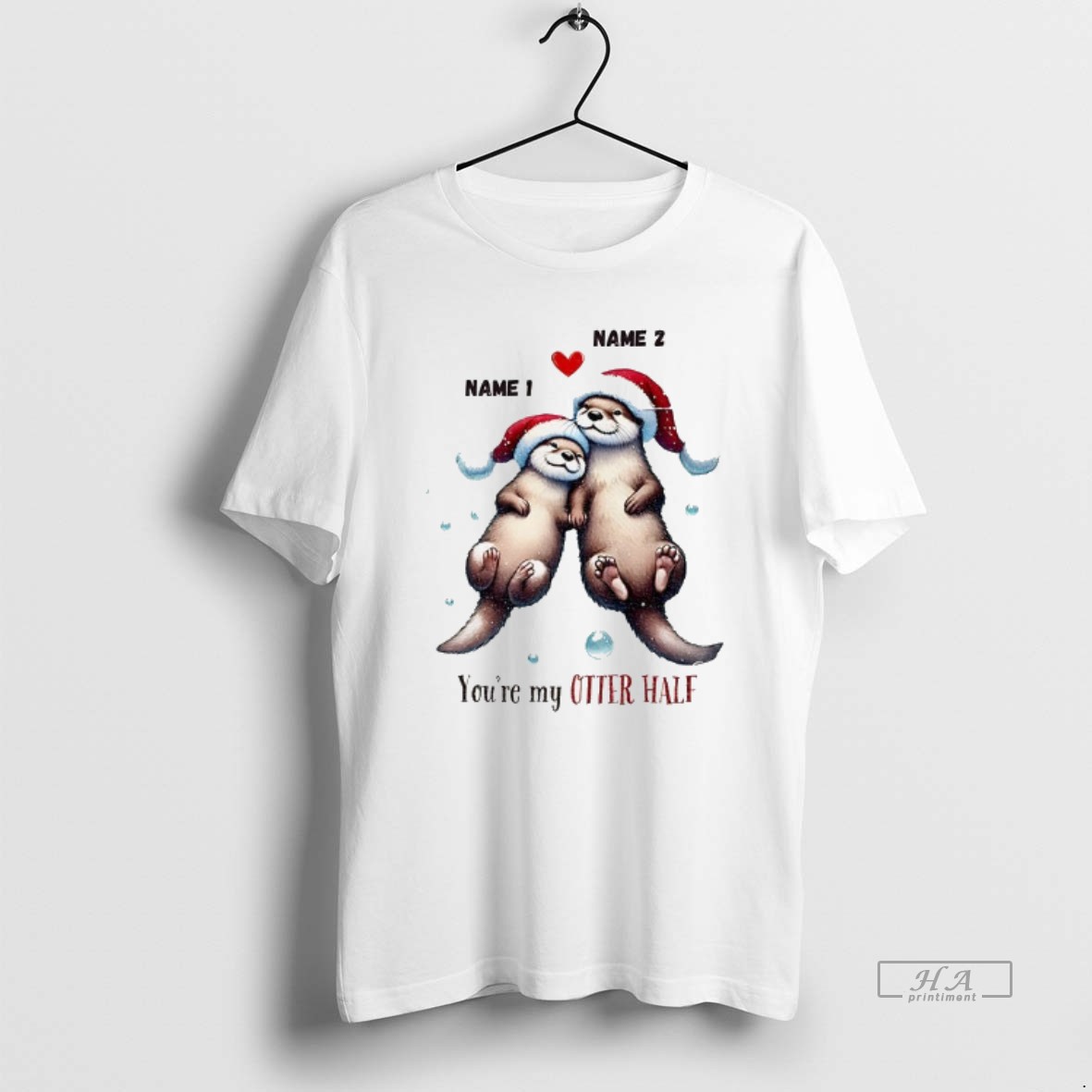 Trendy Otter Santa Hat Youre My Otter Half Christmas Tee Shirt