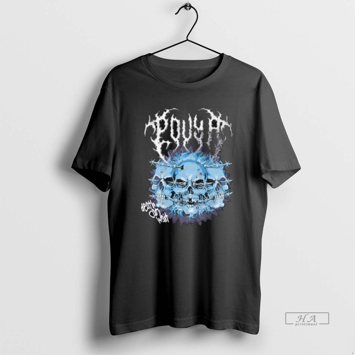 Trendy Pouya Death Can Wait Skulls Tee Shirt