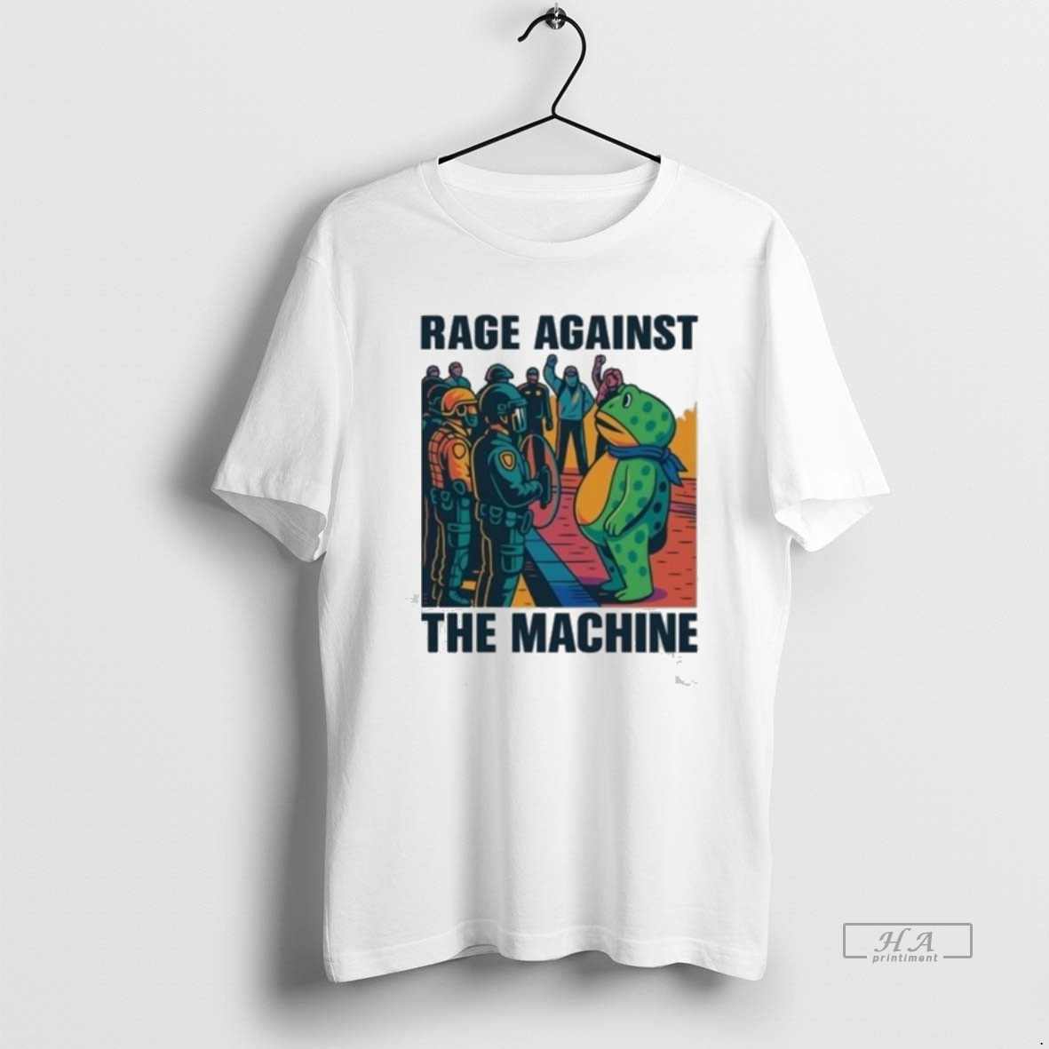 Trendy Rage Against The Machine Protest Frog Graphic Tee Shirt