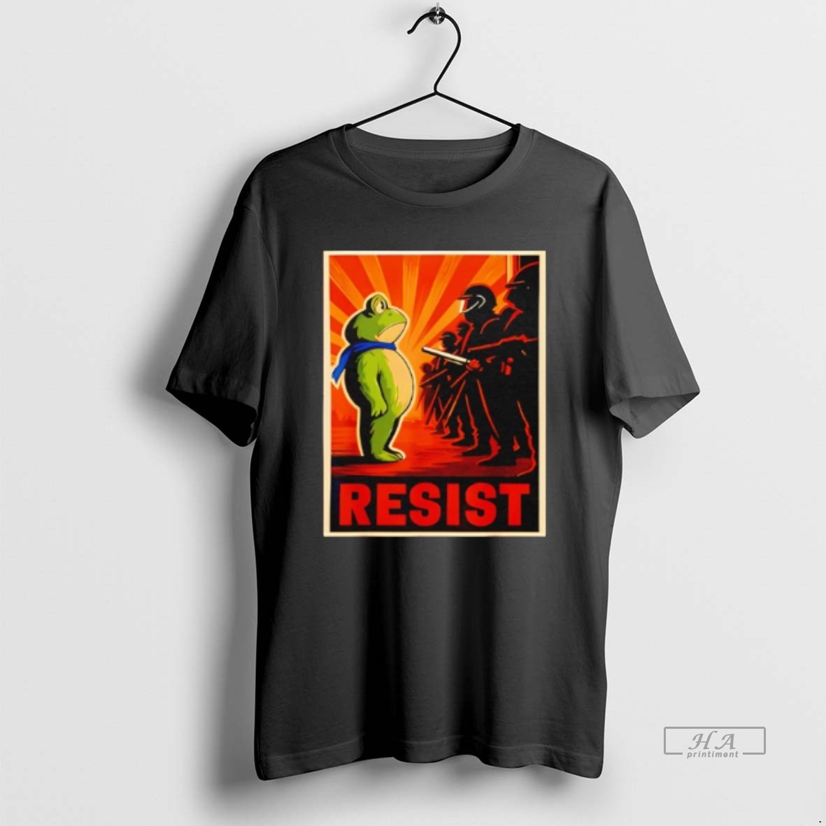 Trendy Resist Frog Portland Frog Protest Retro Tee Shirt