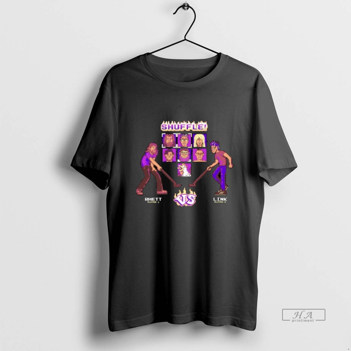Trendy Rhett Vs Link Shuffleboard Arcade 8 Bit Tee Shirt