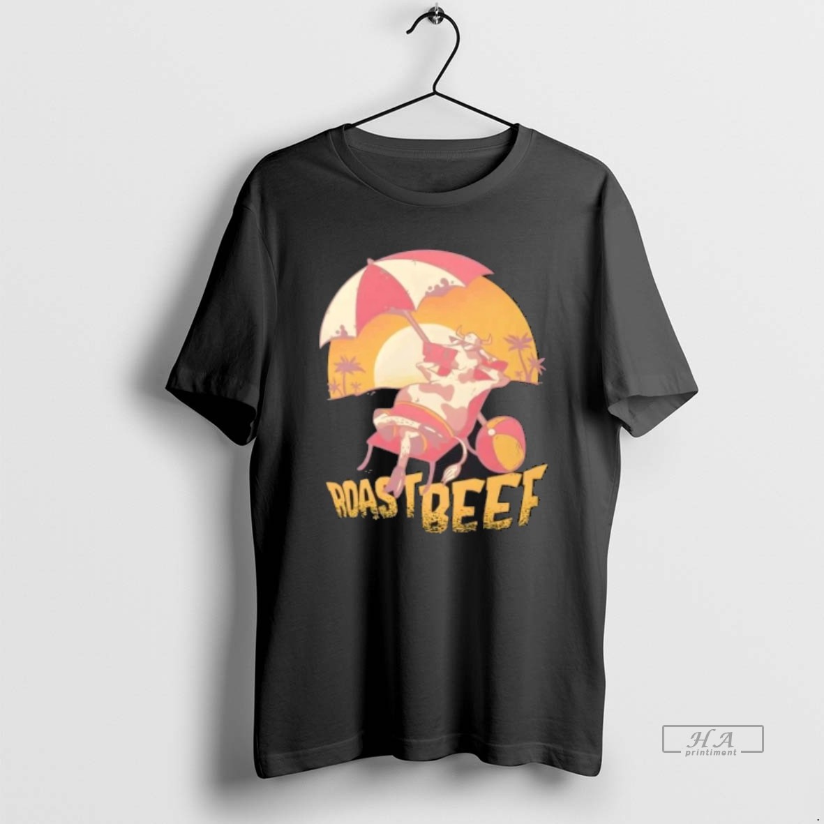 Trendy Roastbeef Cow Beach Cartoon Tee Shirt