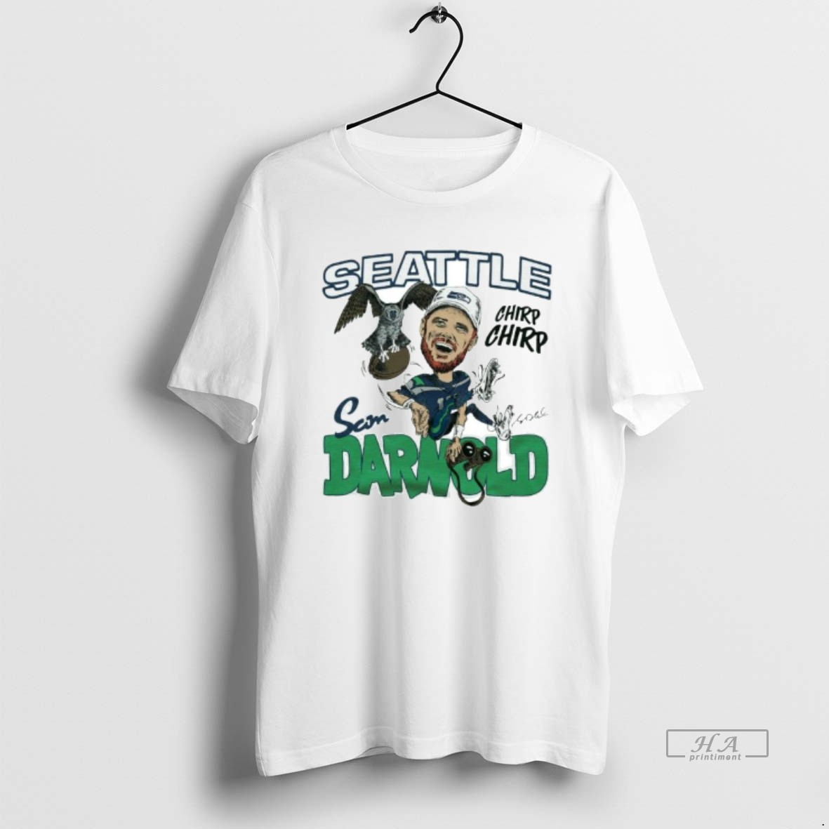 Trendy Sam Darnold Seattle Seahawks Nfl Caricature Signature Ornaments Tee Shirt