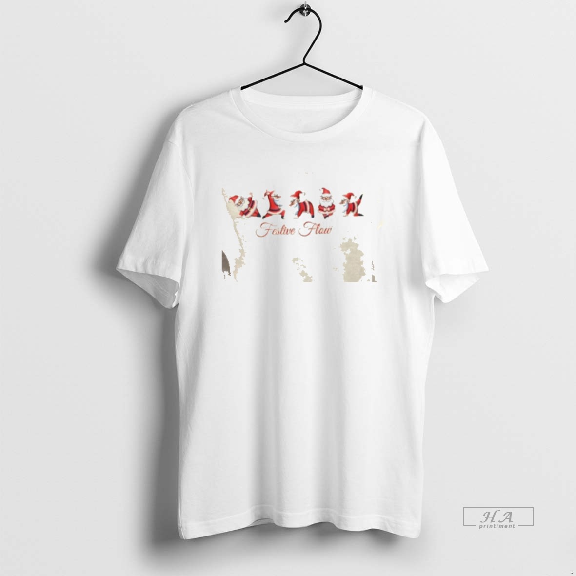 Trendy Santa Festive Flow Christmas Tee Shirt