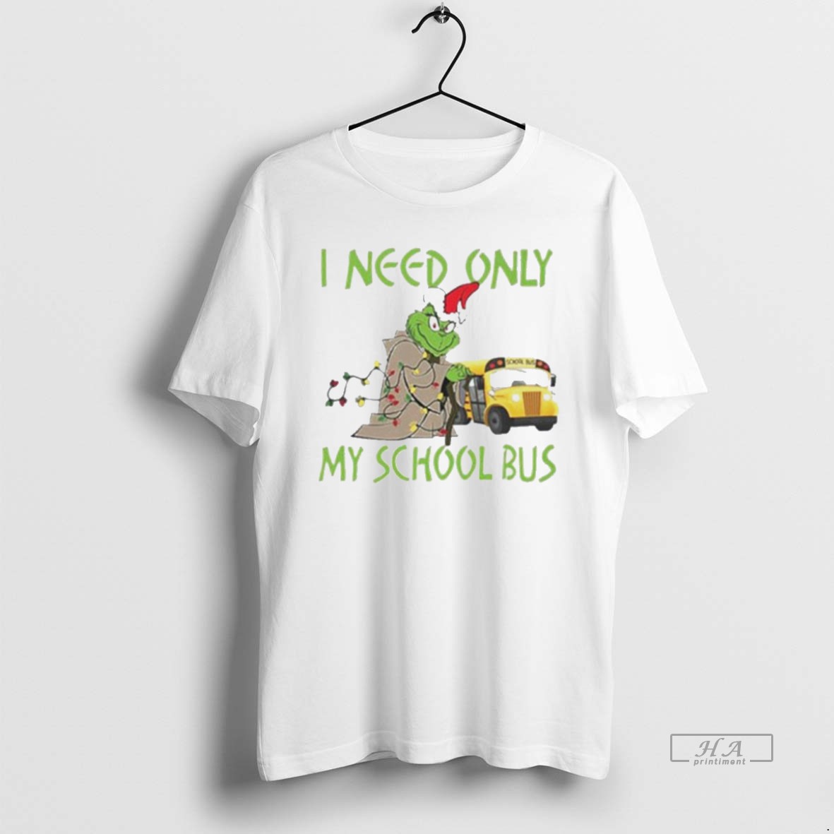 Trendy Santa Grinch I Need Only My School Bus Christmas White Tee Shirt