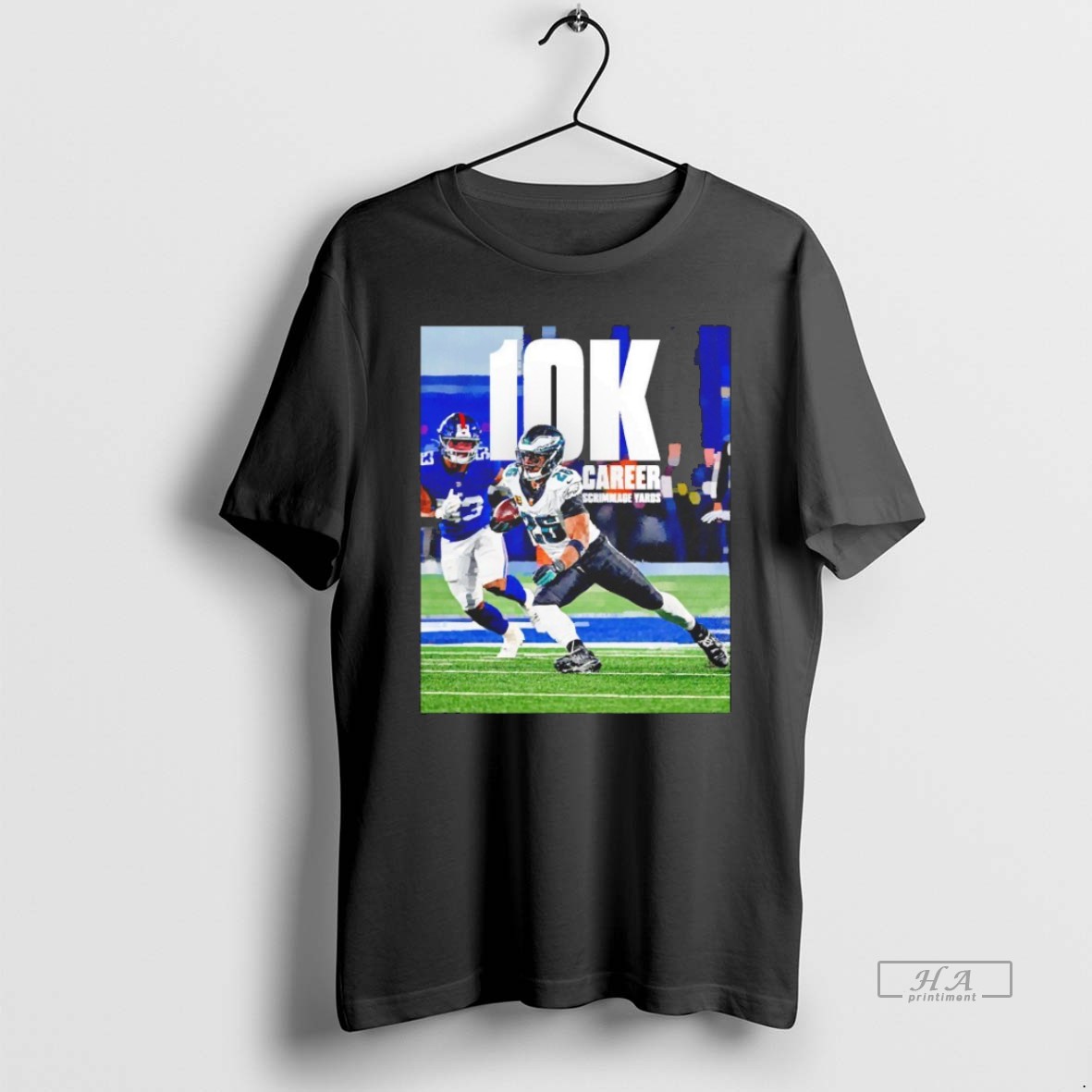 Trendy Saquon Barkley Philadelphia Eagles 10k Career Scrimmage Yards Graphic Blackshirt Tee Shirt