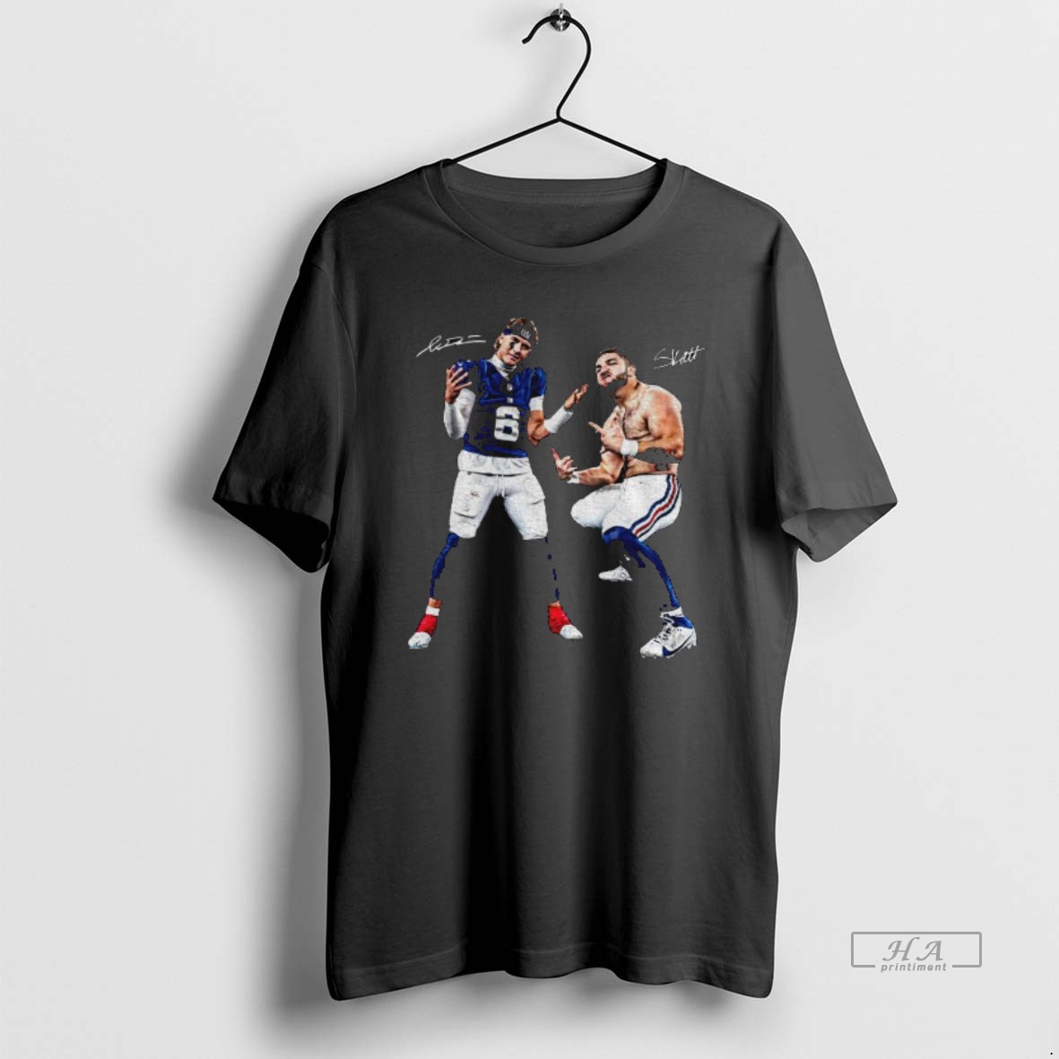 Trendy Stream Giants Jaxson Dart Cam Skattebo Celebration Pose Ny Giants Signature Tee Shirt
