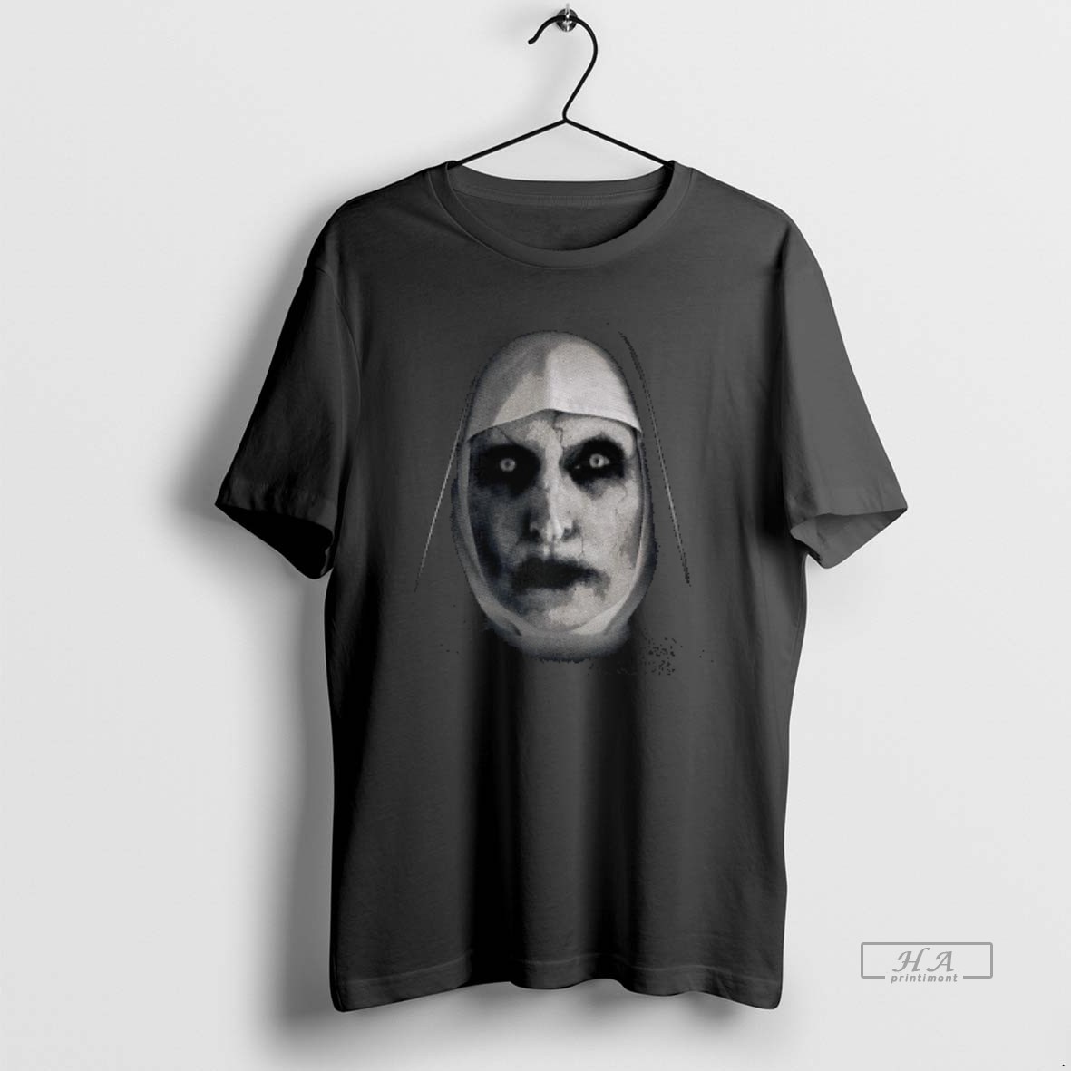 Trendy The Nun The Conjuring Big Face Graphic Halloween Tee Shirt