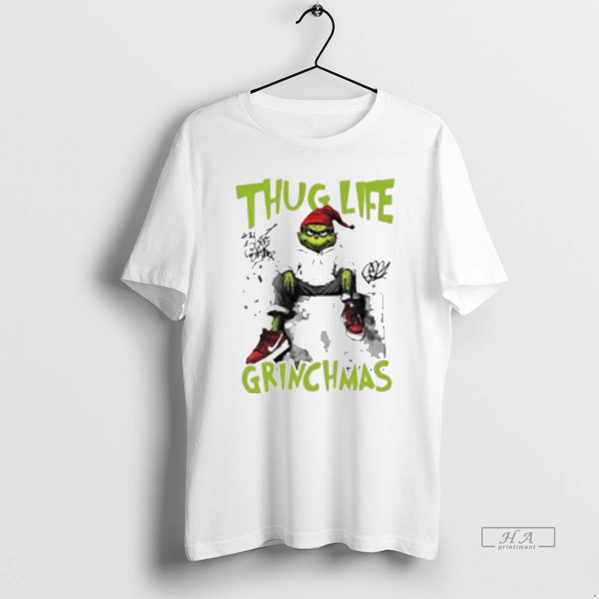 Trendy Thug Life Grinch Christmas Friends White Tee Shirt