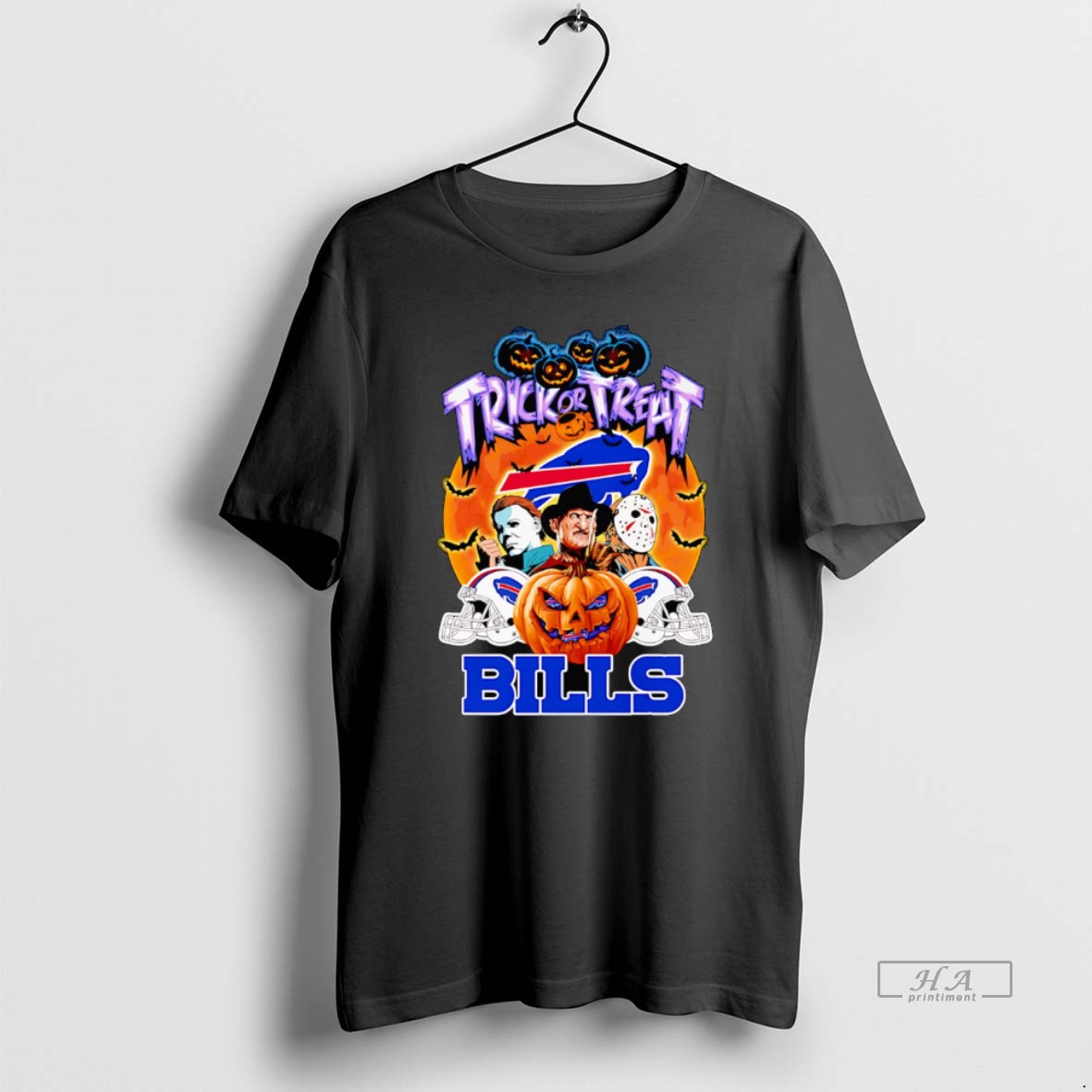 Trendy Trick Or Treat Buffalo Bills Horror Character Tee Shirt