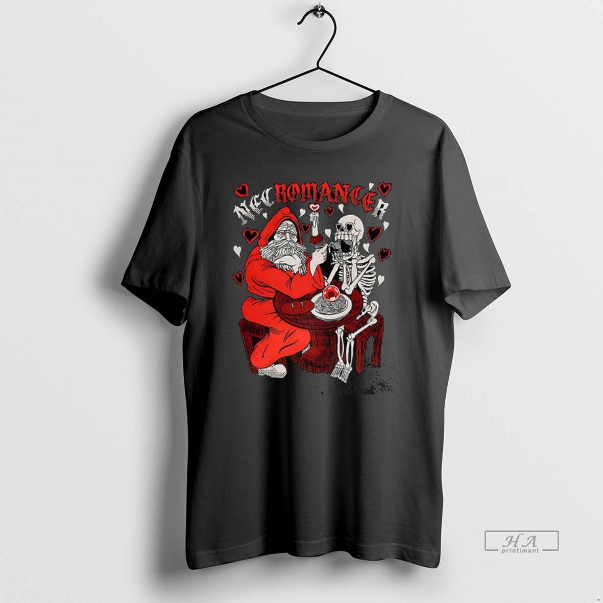 Trendy Witch Feeding Spaghetti To A Skeleton Classy Necromancer Romantic Halloween Tee Shirt