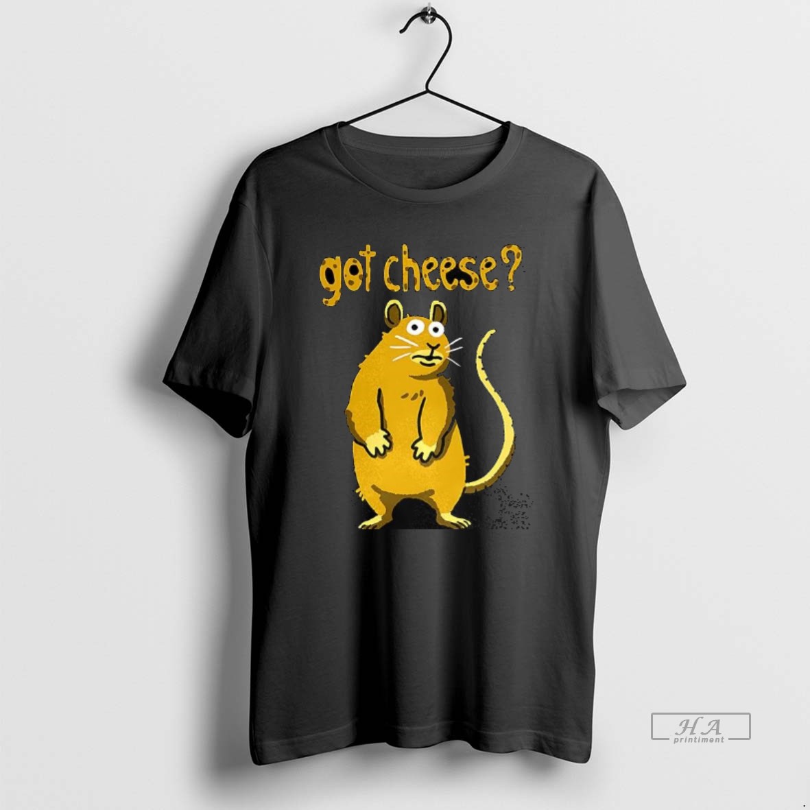 Trendy Yellow Mouse Got Cheese Cartoon Tee Shirt