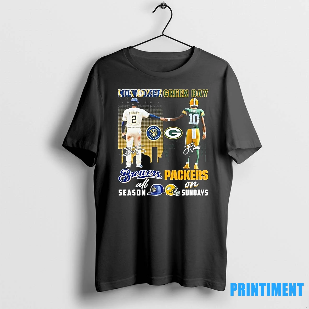 Turang Milwaukee Brewers All Season And Love Green Bay Packers On Sundays Tshirts Sweater Hoodie