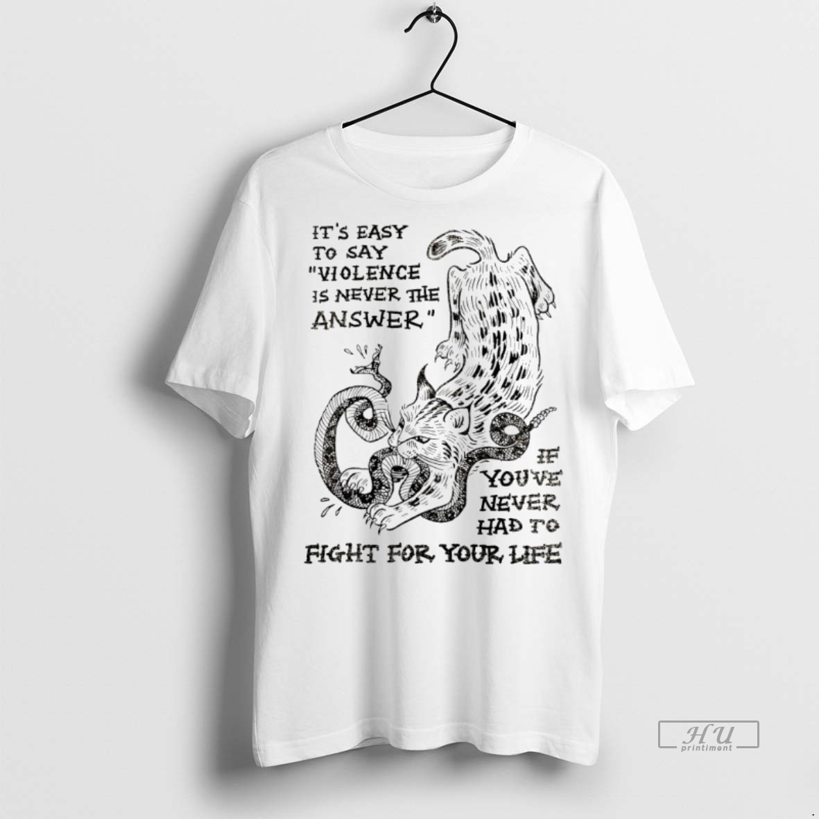 Viral Cat Eat Snake Its Easy To Say Violence Is Never The Answer Tee Shirt Sweater Hoodie