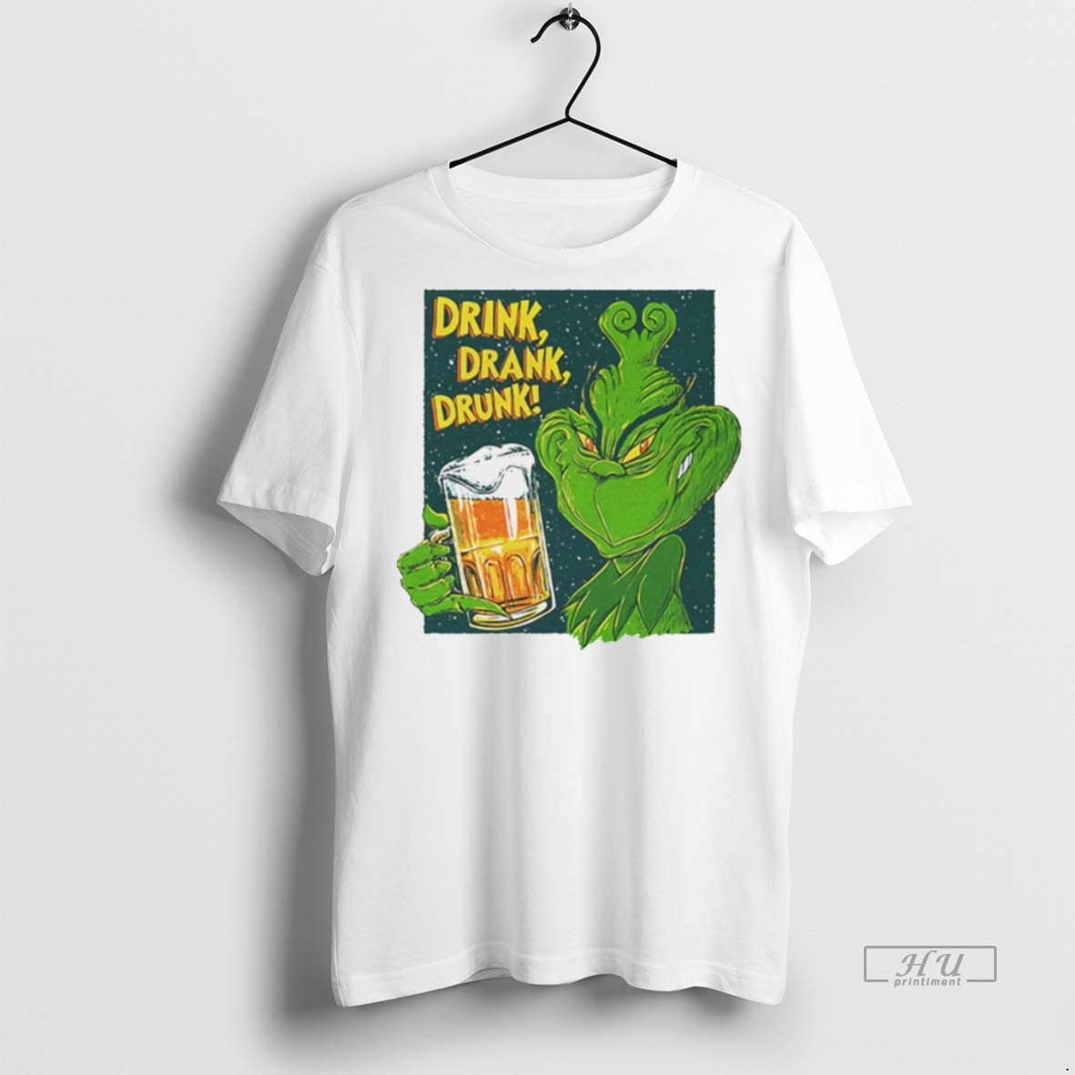 Viral Grinch Drink Drank Drunk Beer White Tee Shirt Sweater Hoodie