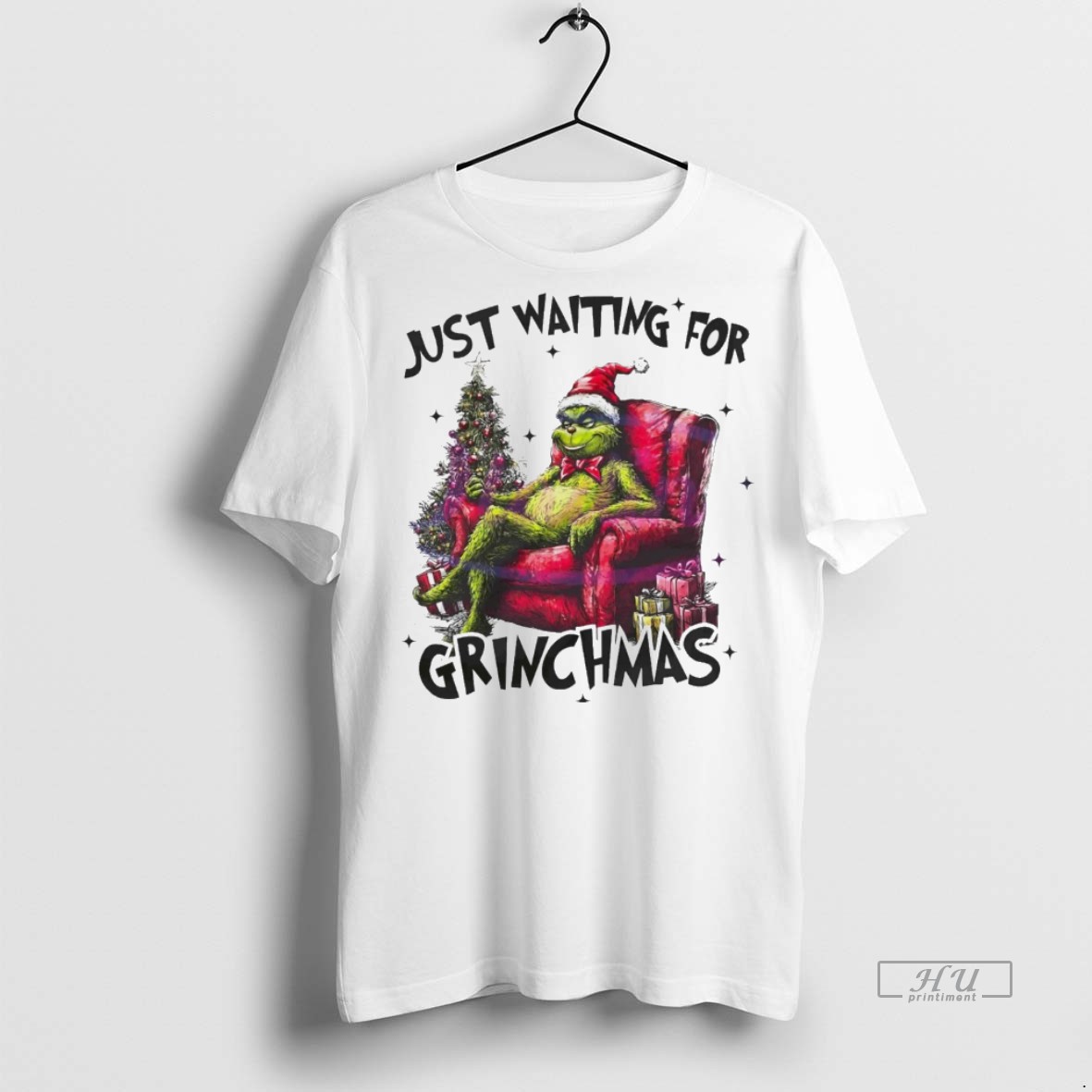 Viral Grinch Just Waiting For Grinchmas Christmas White Tee Shirt Sweater Hoodie