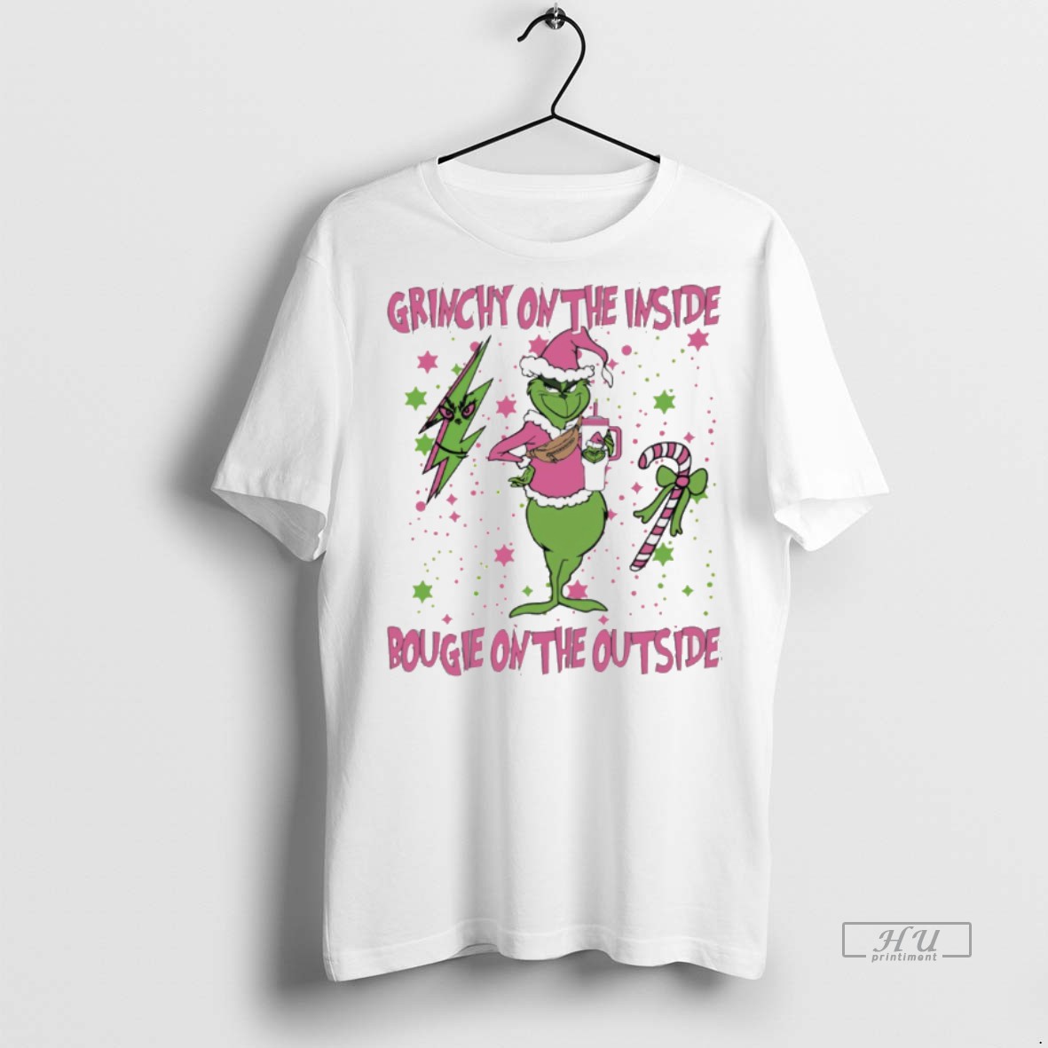 Viral Grinch On The Inside Bougie Outside Christmas White Tee Shirt Sweater Hoodie