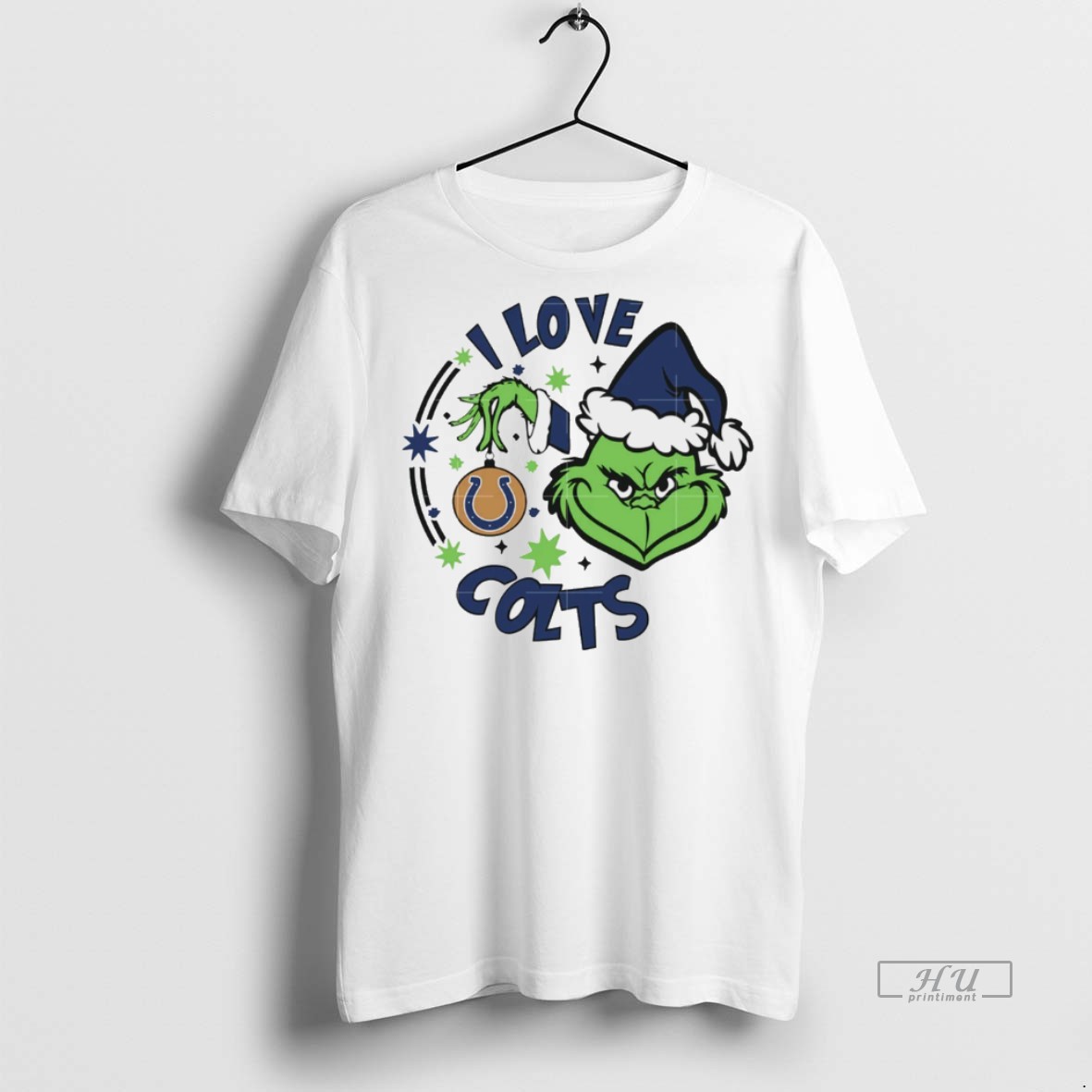 Viral Indianapolis Colts X Santa Grinch I Love Colts Christmas White Tee Shirt Sweater Hoodie