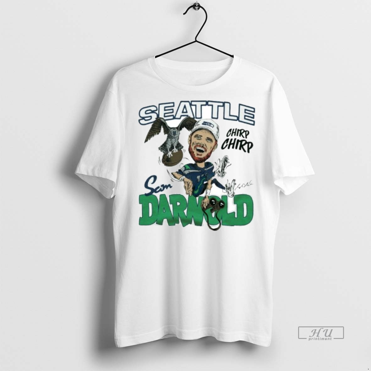 Viral Sam Darnold Seattle Seahawks Nfl Caricature Signature Ornaments Tee Shirt Sweater Hoodie