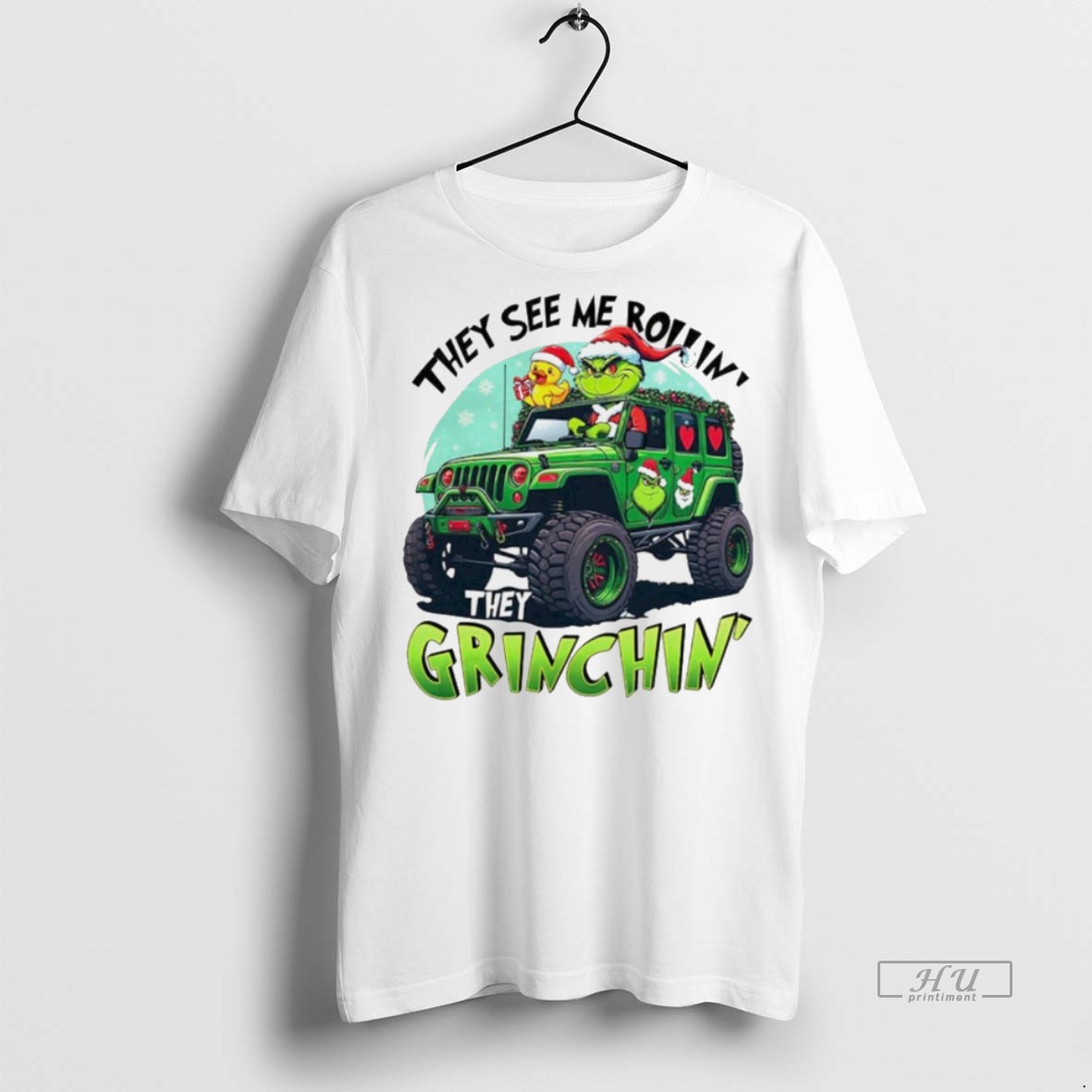 Viral They See Me Rollin They Grinchin Christmas White Tee Shirt Sweater Hoodie