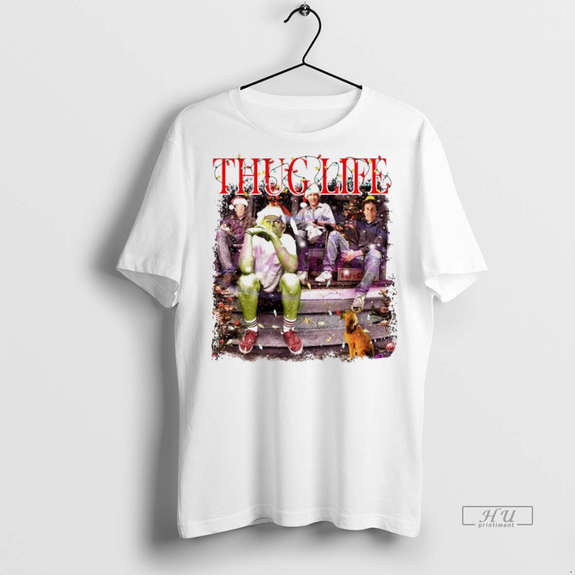 Viral Thug Life Christmas Grinch Friends Movie Christmas Light White Tee Shirt Sweater Hoodie