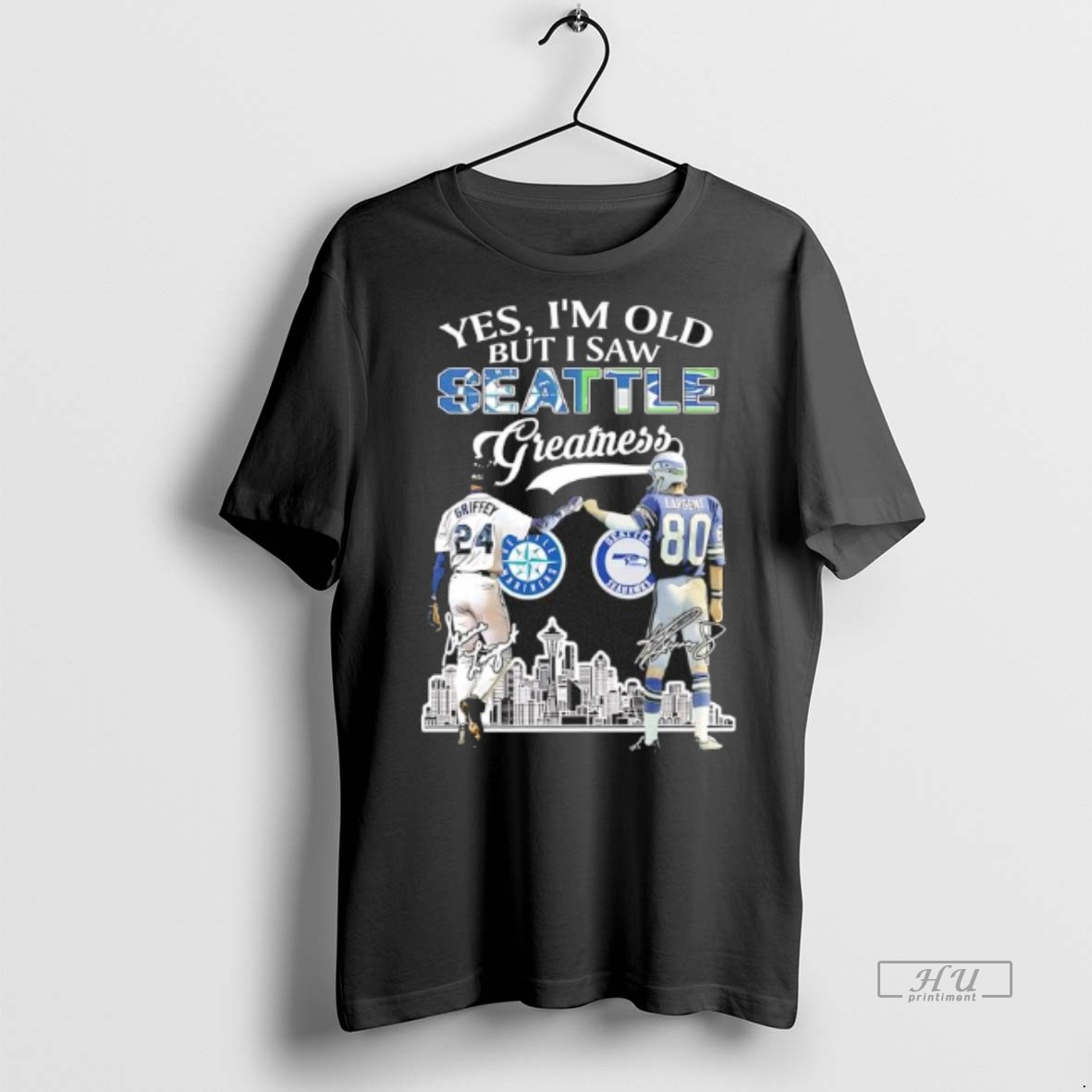Viral Yes Im Old But I Saw Greatness Seattle Sports Griffey X Largent Skyline Tee Shirt Sweater Hoodie 1