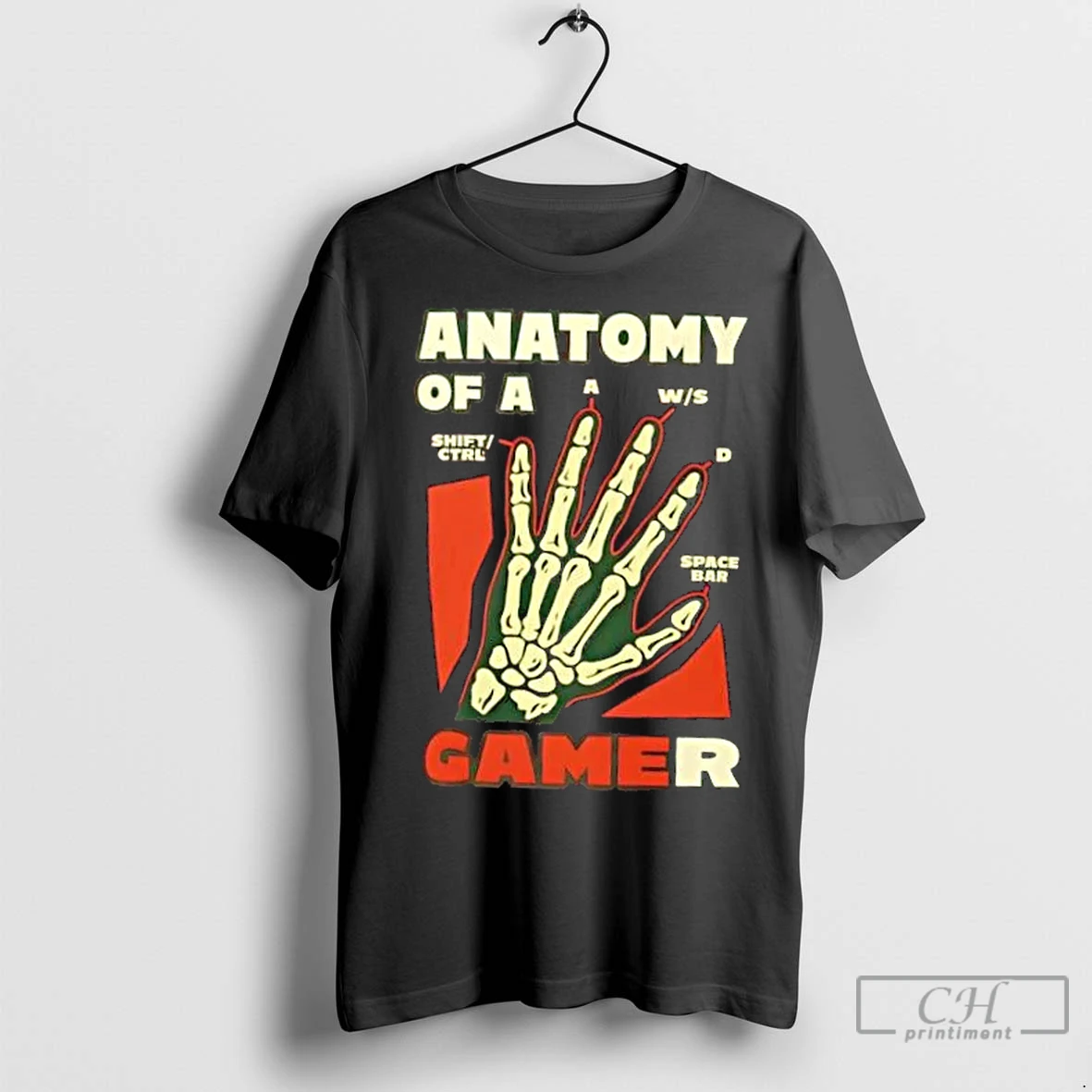 Classic Anatomy Of A Gamer Gaming Skeleton T Shirt