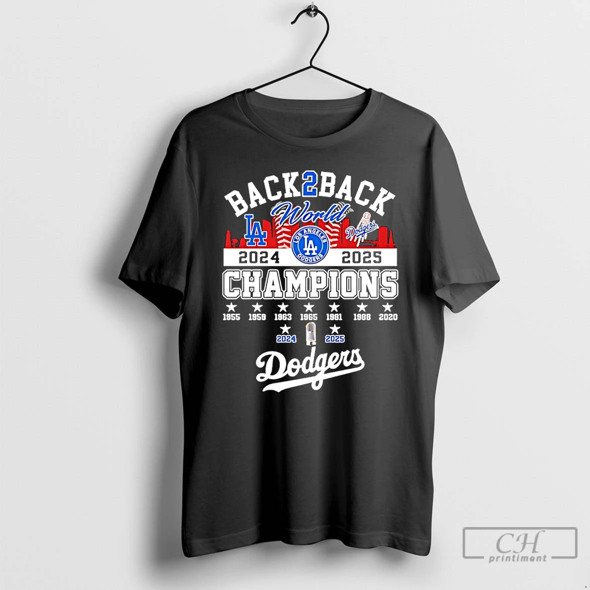 Classic La Dodgers 9 Time World Series Champions 2025 Back To Back City Skyline T Shirts Hoodie