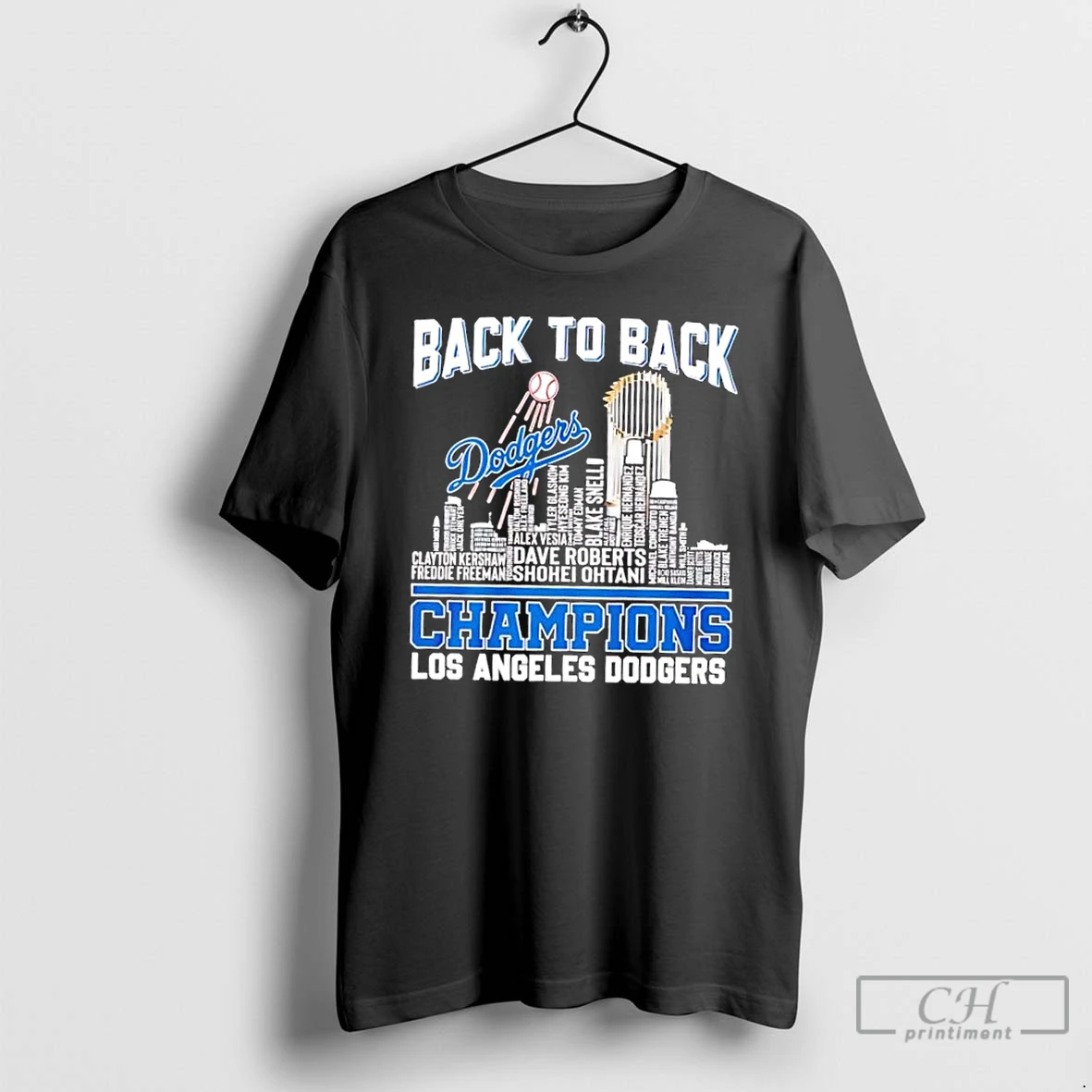 Classic Los Angeles Dodgers Champions Back To Back Player Name Skyline T Shirts Hoodie