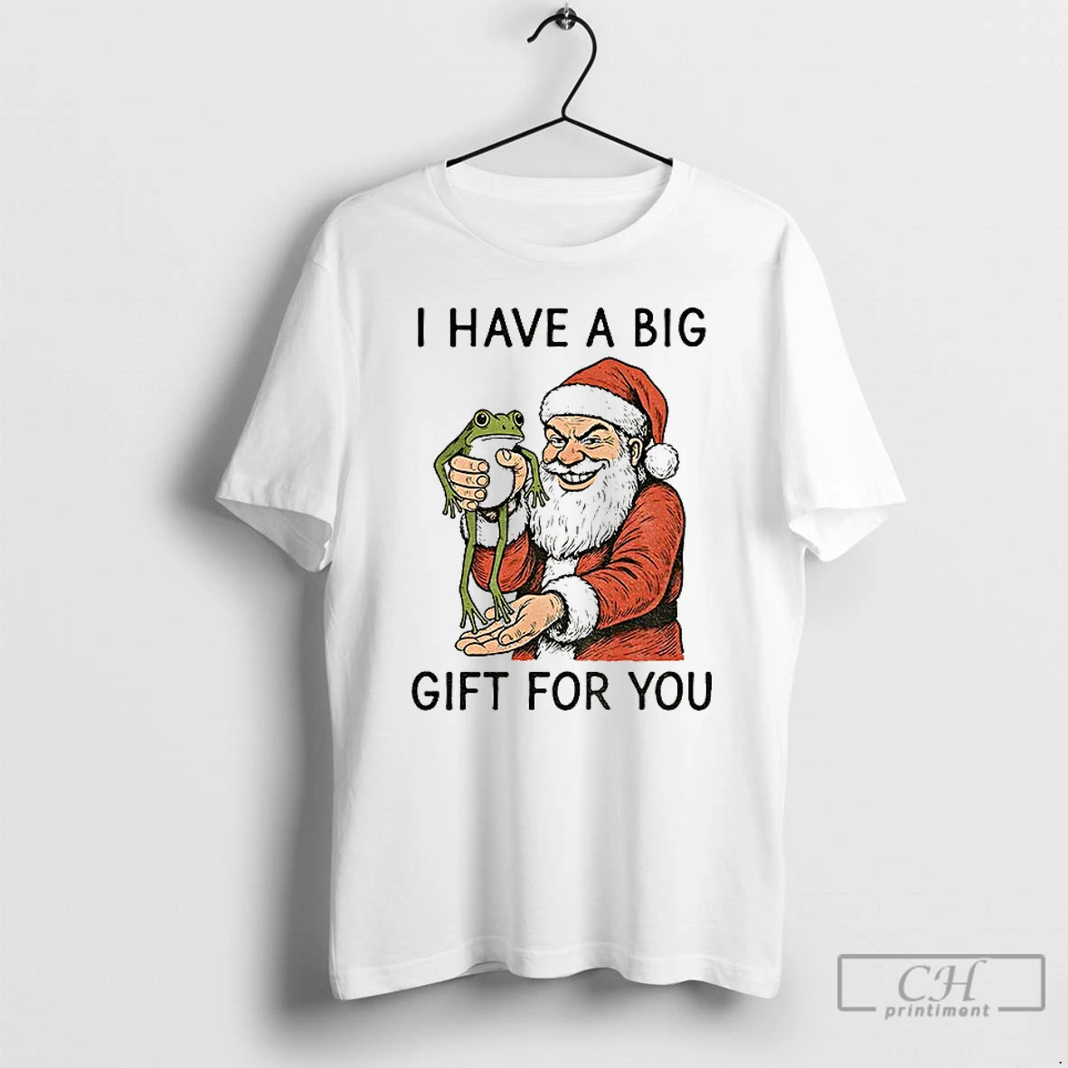 Classic Santa Claus Hold Frog I Have A Big Gift For You Merry Christmas T Shirts Sweater Hoodie