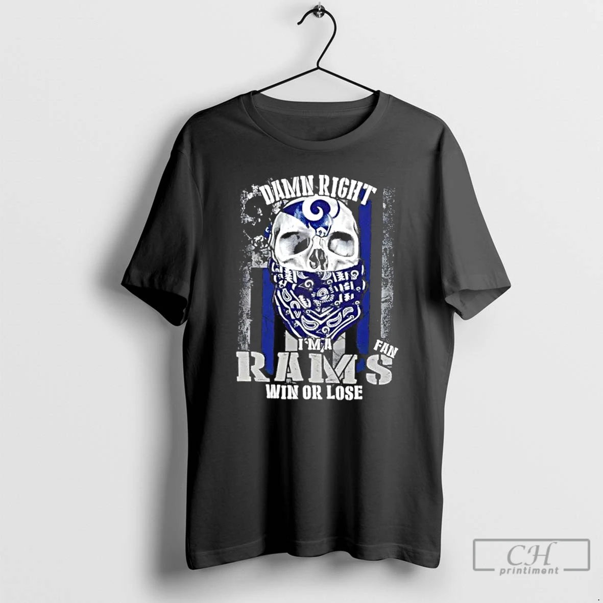 Classic Skull Damn Right Im A Los Angeles Rams Fan Win Or Lose Us Flag T Shirts Sweater Hoodie