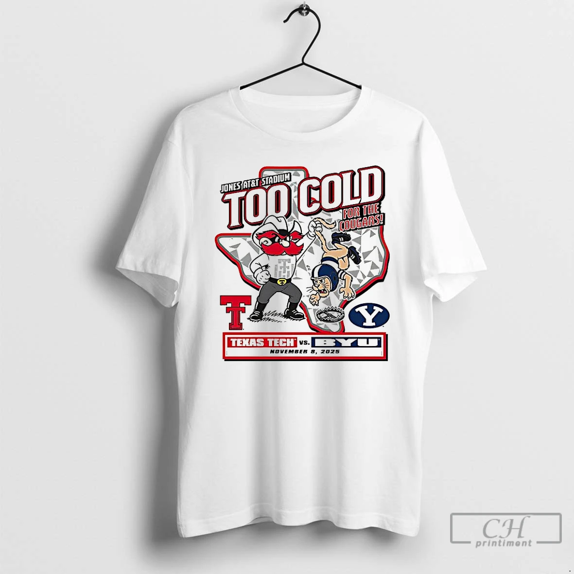 Classic Texas Tech Red Raiders Vs Byu Cougars Ncaa 2025 Too Cold Gameday T Shirts Hoodie