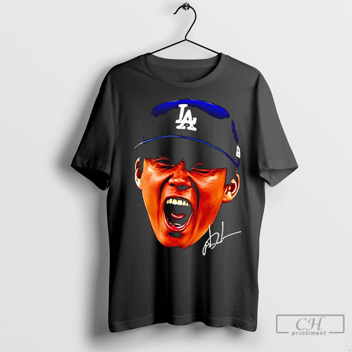 Classic Yoshinobu Yamamoto The Los Angeles Dodgers Face Signature T Shirt