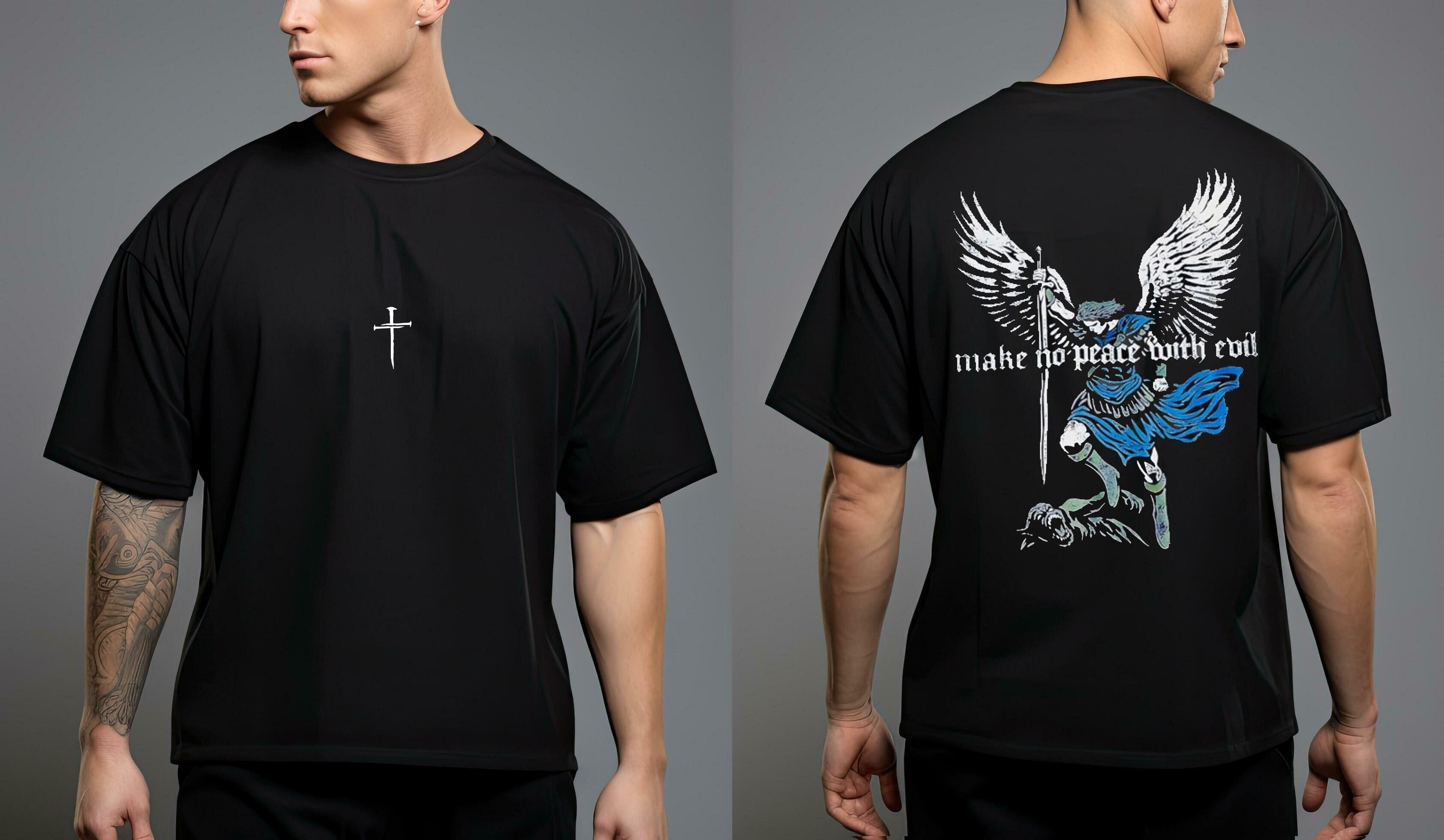 Make No Peace With Evil Nail Cross 2 Sided T Shirts