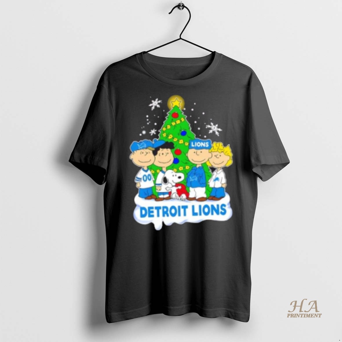 Official Detroit Lions X Peanuts Snoopy And Friends Christmas Tree Shirt Hoodie