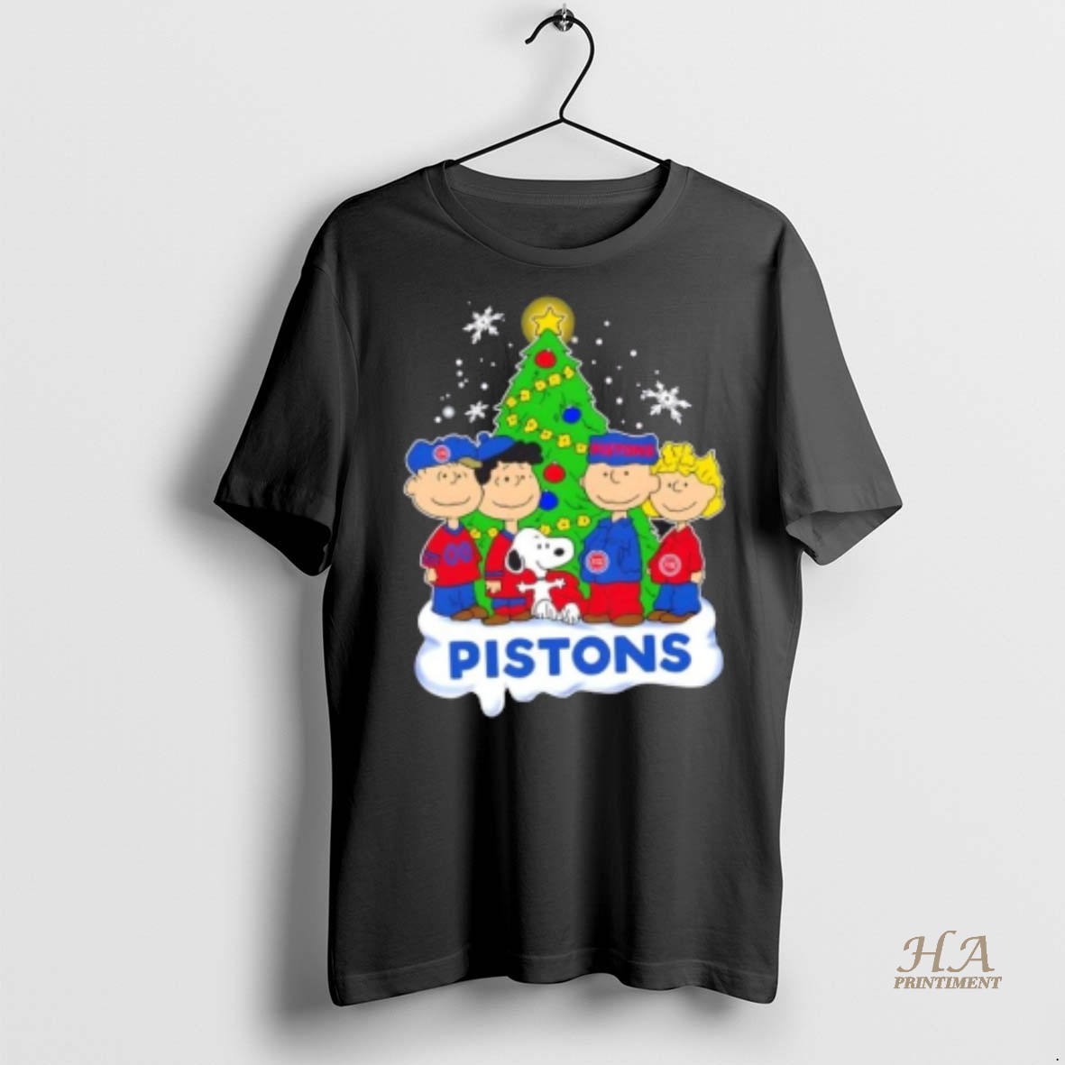 Official Detroit Pistons X Peanuts Snoopy And Friends Christmas Tree Shirt Hoodie