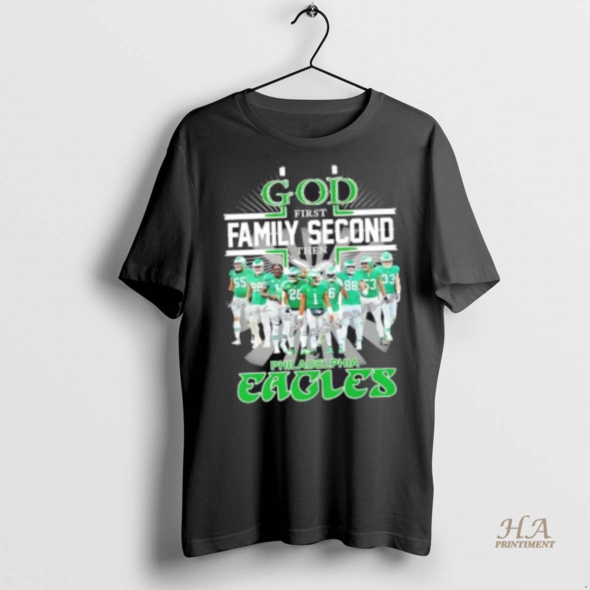Official God First Family Second Then Philadelphia Eagles Jalen Hurts And Players Signatures Shirt Hoodie