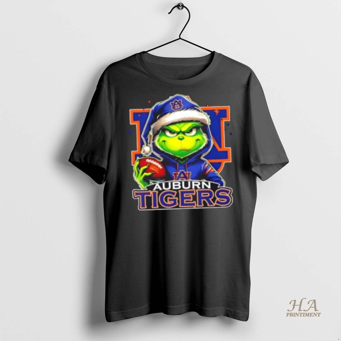 Official Grinch Is Holding A Ball And Smiling At Auburn Tigers Fans Christmas Shirt Hoodie